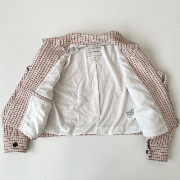 Club Monaco Women's Khaki Geo Print Crop Jacket in Pink Mix / Rose, Size XS - Picture 5 of 13